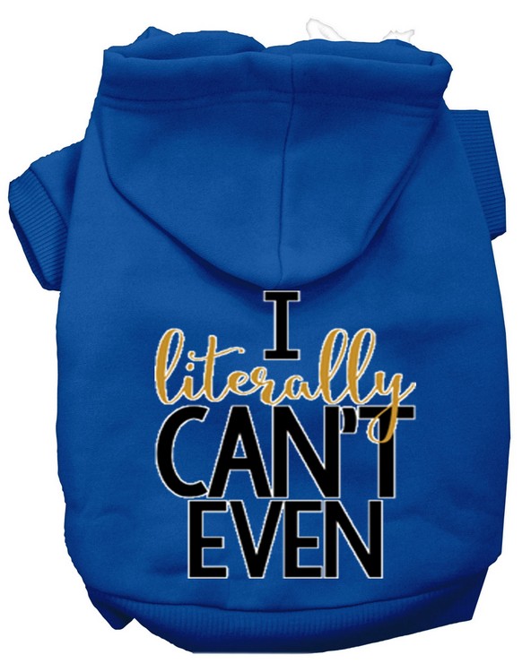 Literally Can't Even Screen Print Dog Hoodie Blue XXL